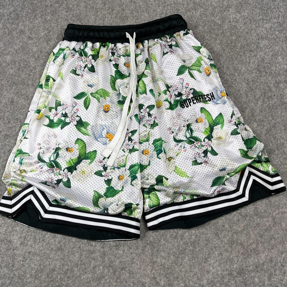 Super Fresh Shorts Adult Medium Multicolor Floral Basketball Mesh Limited Ed.